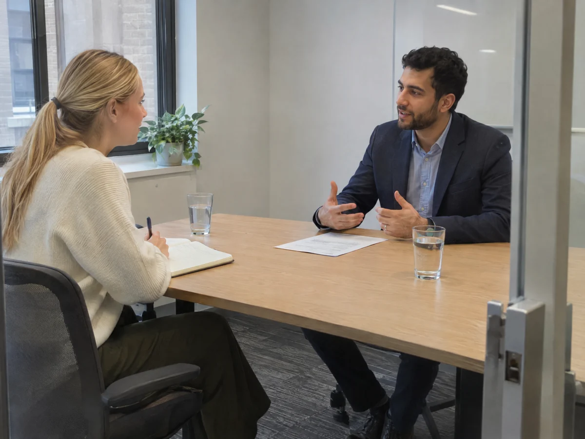 RUS recruiter meeting a candidate to talk through his experience