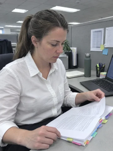 Compliance analyst at work in a modern office