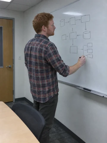 Data engineer at work in a modern office