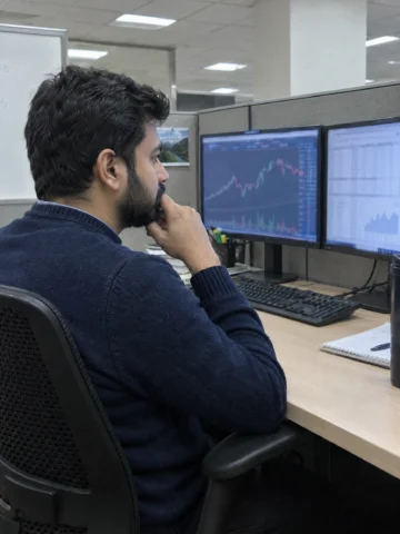 Financial analyst at work in a modern office