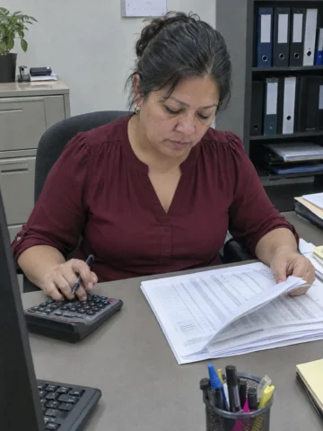 Payroll specialist at work in a modern office