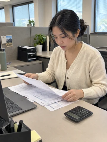 Staff accountant at work in a modern office