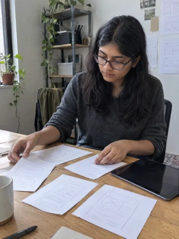 UX designer at work in a modern office